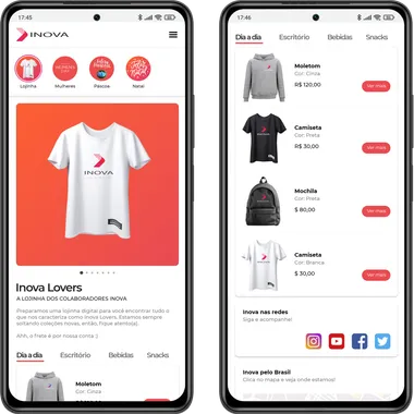 Plataforma Glim - Dashboard de gestão de loja corporativa mostrando métricas, catálogo de produtos e entregas