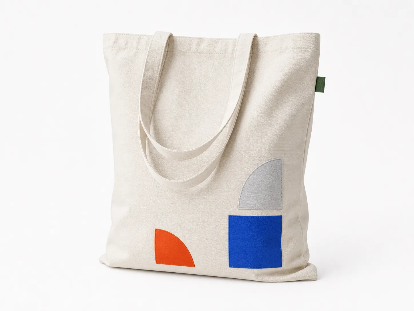 Tote de canvas natural com apliques geométricos